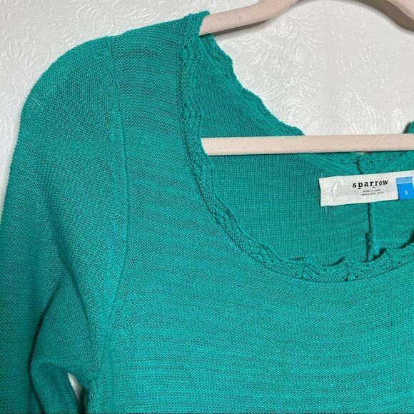 Anthropologie Sparrow Crochet Knit Sweater Teal - Picture 3 of 8